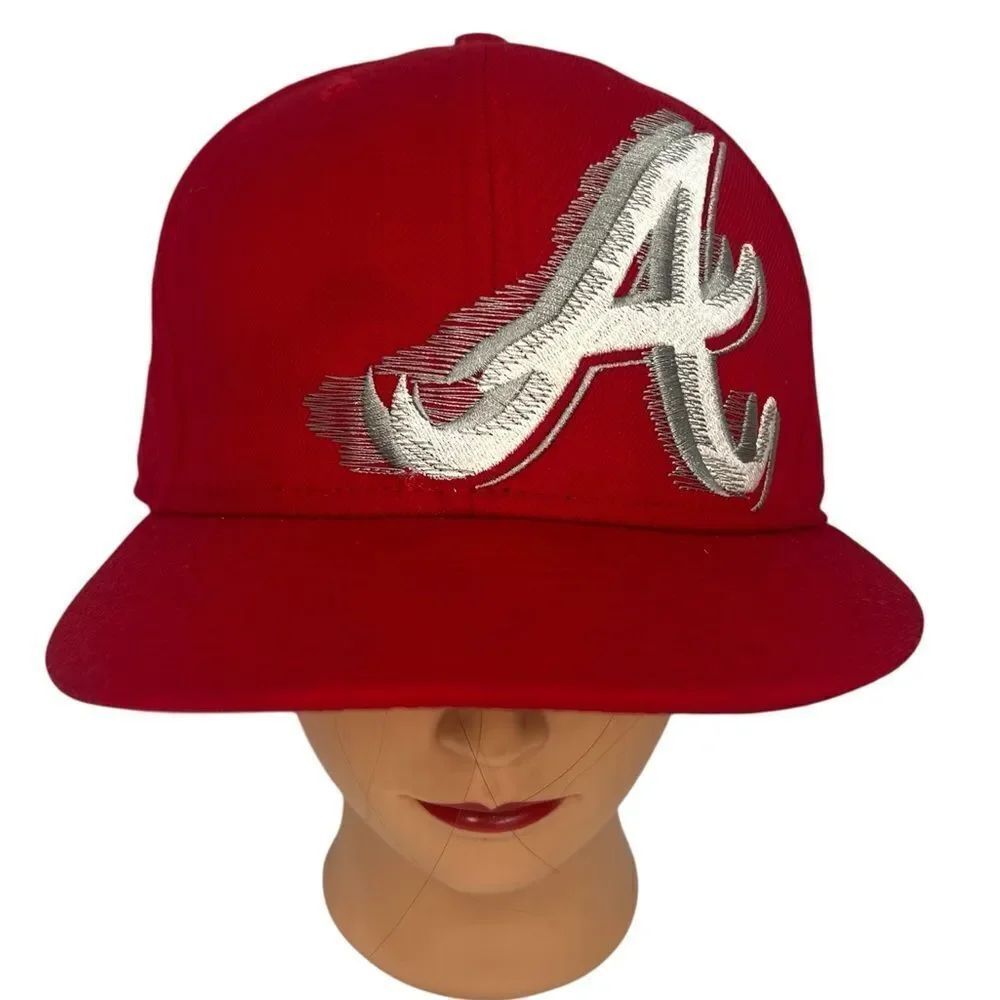 New Era 59fifty Atlanta Braves Red Fitted MLB Unisex Wool Hat Cap Size 7 5/8